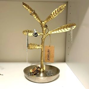 💝 Gold Palm Tree Metal jewelry holder with Rings & earrings plate 🙀 paper weight